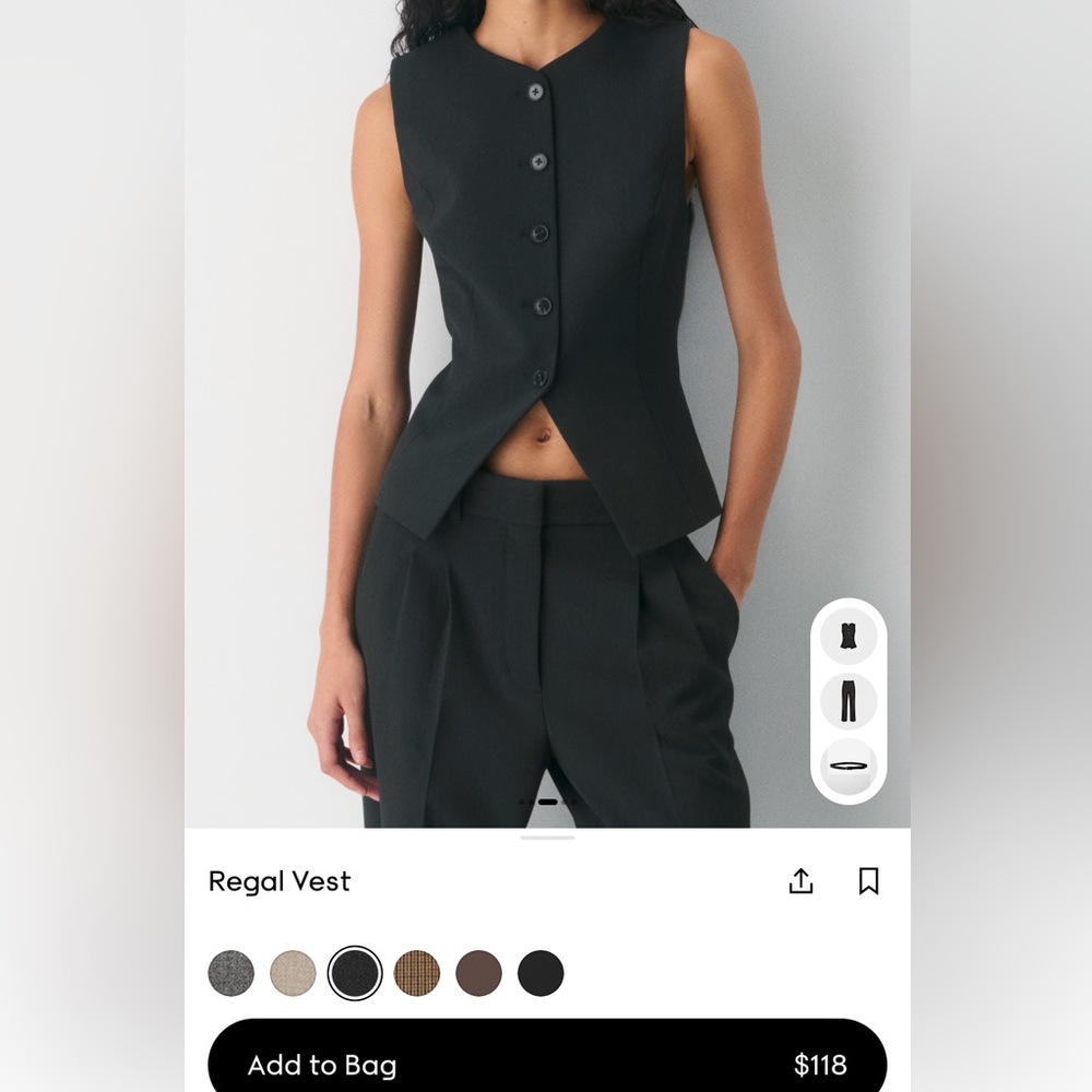 Aritzia Wilfred Black Regal Tailored Vest NWOT, Size 10